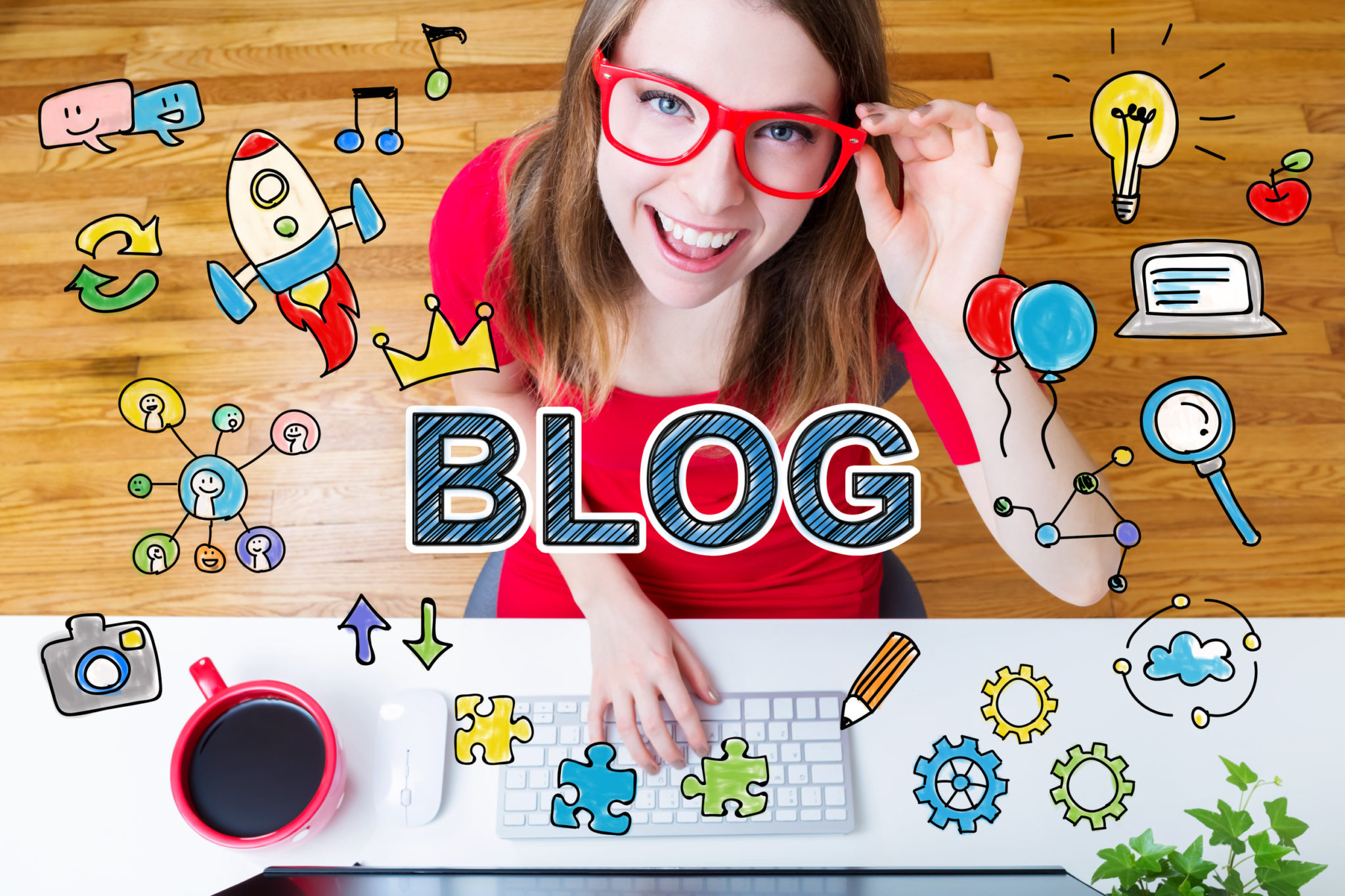 Blog concept with young woman