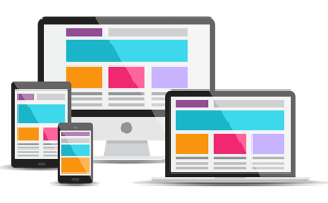 simply the best digital marketing responsive web design graphic showing multiple screen sizes on desktop, laptop, and mobile devices.