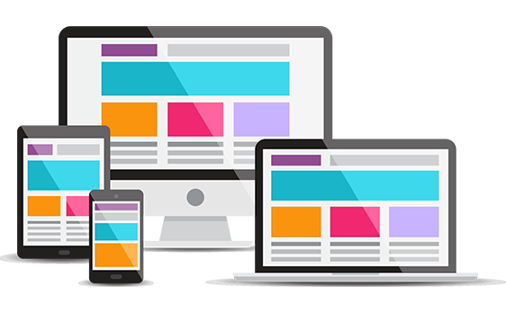 simply the best digital marketing responsive web design graphic showing multiple screen sizes on desktop, laptop, and mobile devices.