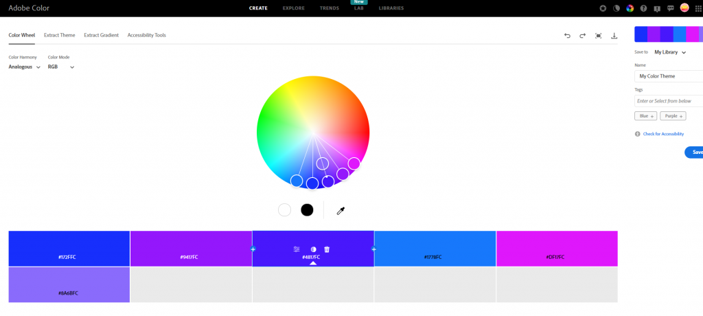 photo of adobe colorwheel desktop app